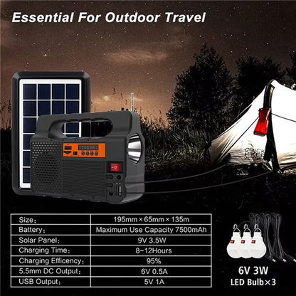 Portable Solar Generator Kit with 3 LED Bulbs