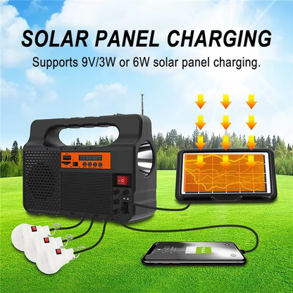 Portable Solar Generator Kit with 3 LED Bulbs